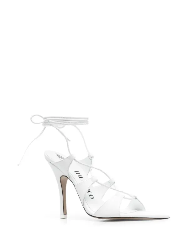 【関税込み】The Attico ホワイト Renee ヒールサンダル The Attico: White Renèe Heeled Sandals | SSENSE 日本