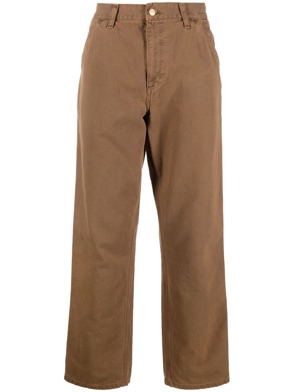 carhartt wip pantalon droit à patch logo - marron