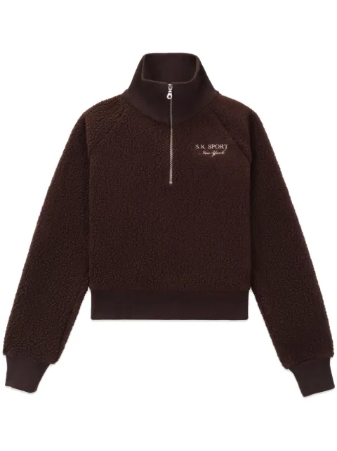 Sporty & Rich logo-embroidered zip-up jumper