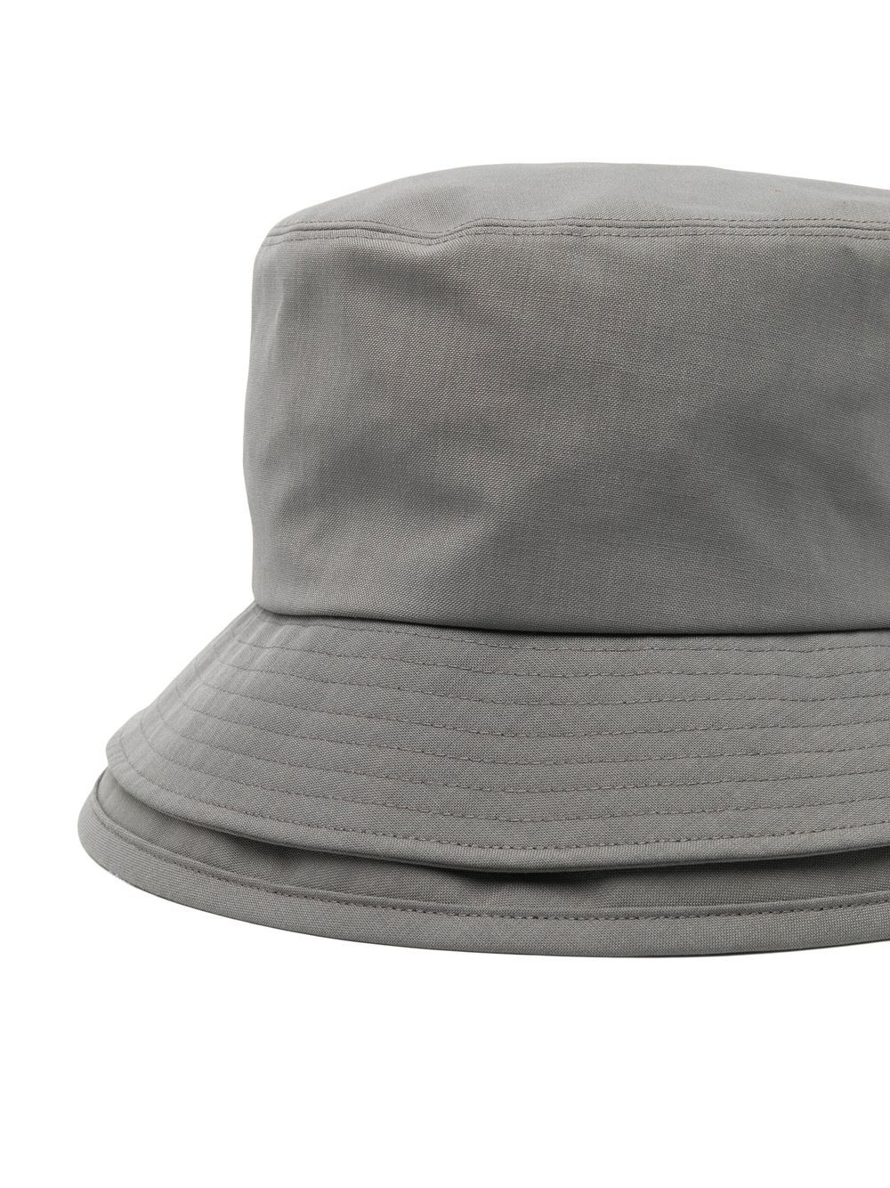 Shop Sacai Layered-brim Wool Bucket Hat In Green