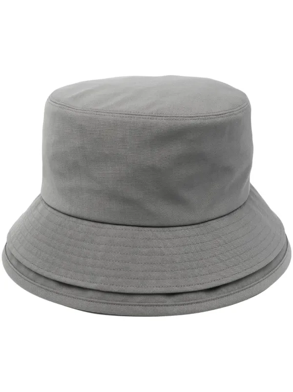 layered-brim wool bucket hat