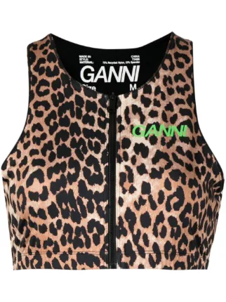 GANNI レオパード クロップドトップ | ブラウン | FARFETCH JP