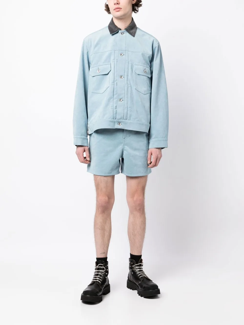 sacai Shirtjack met vlakken - Blauw