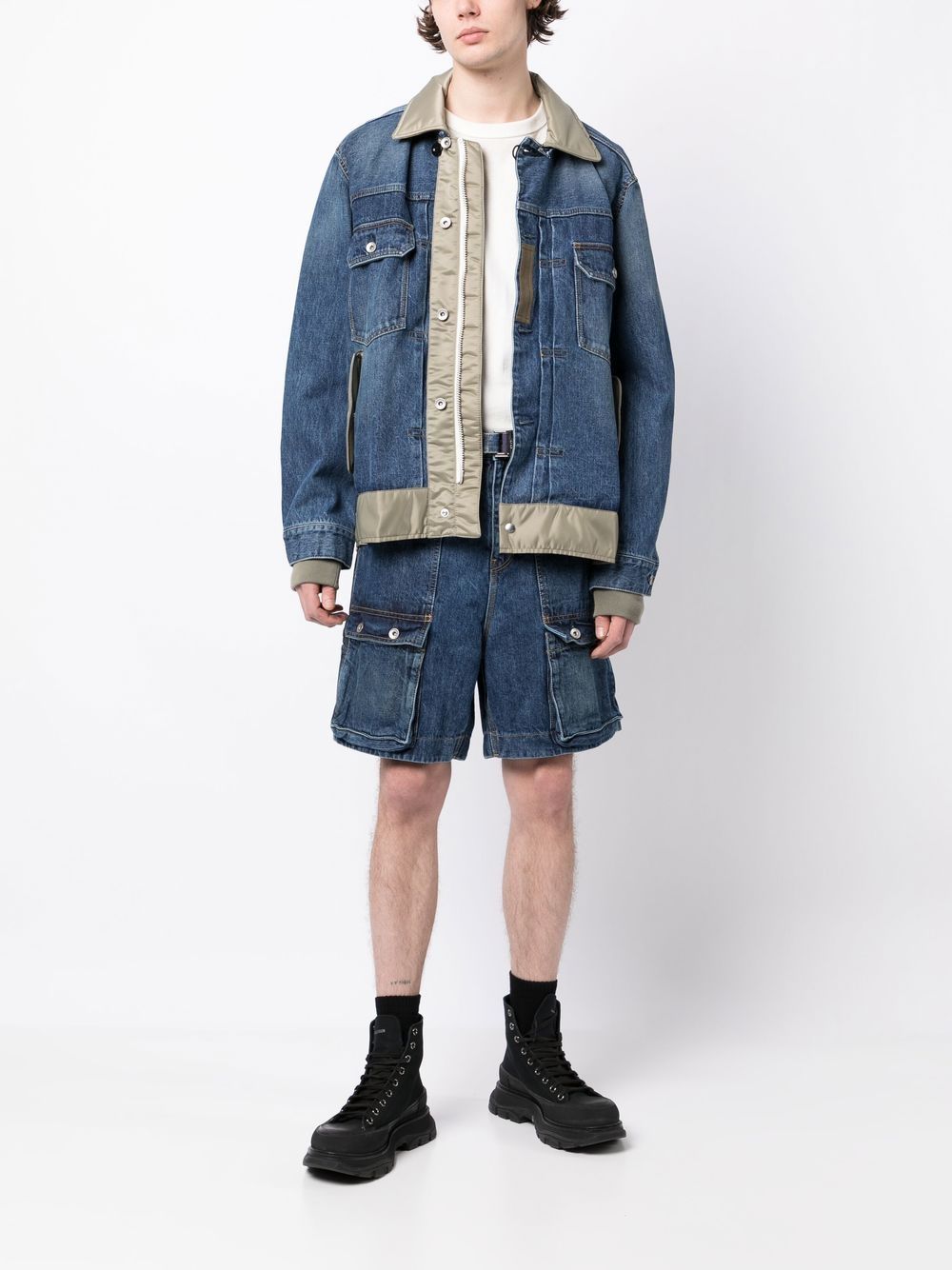 sacai Shorts met ceintuur - Blauw