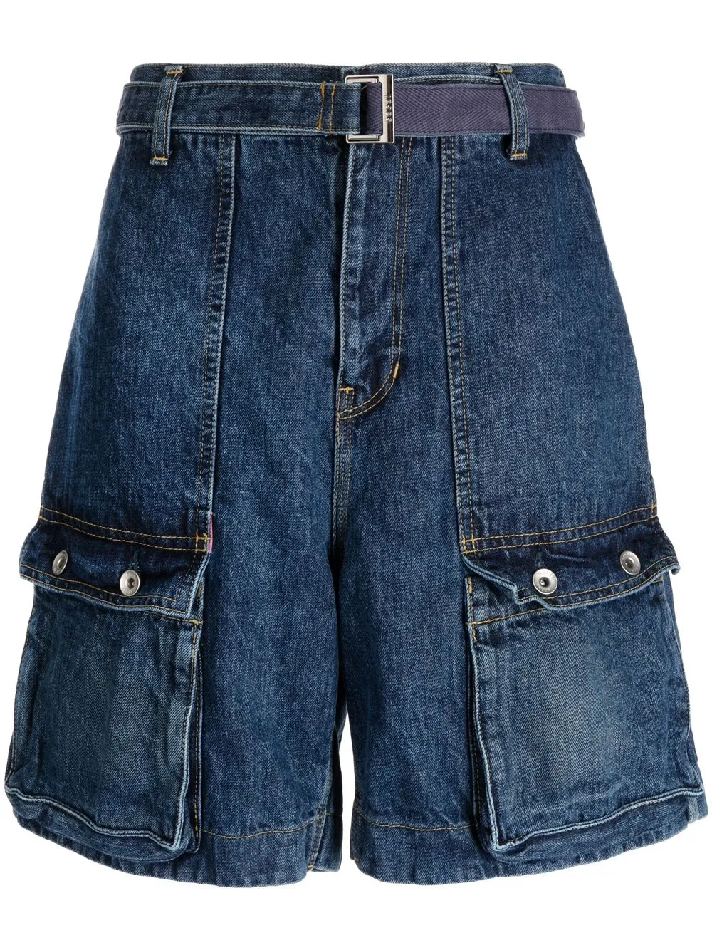 

sacai belted denim shorts - Blue