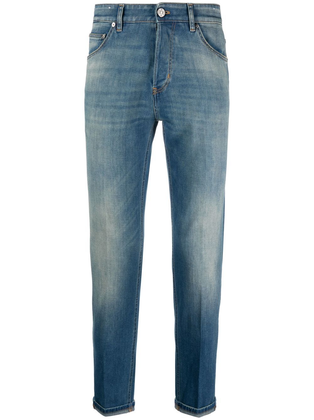 Pt Torino Washed Fitted Jeans In Blue
