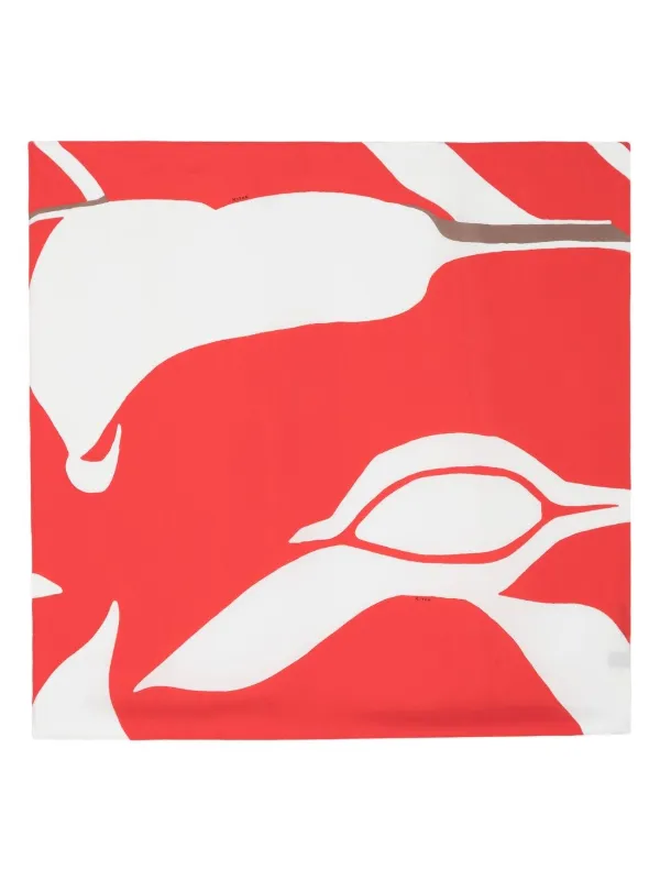 Kiton Abstract Print Scarf in Red
