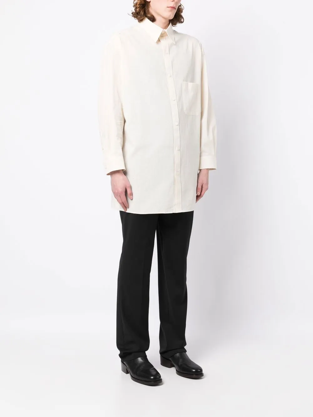 Shop Yohji Yamamoto Chest-pocket Long-sleeve Shirt In Yellow