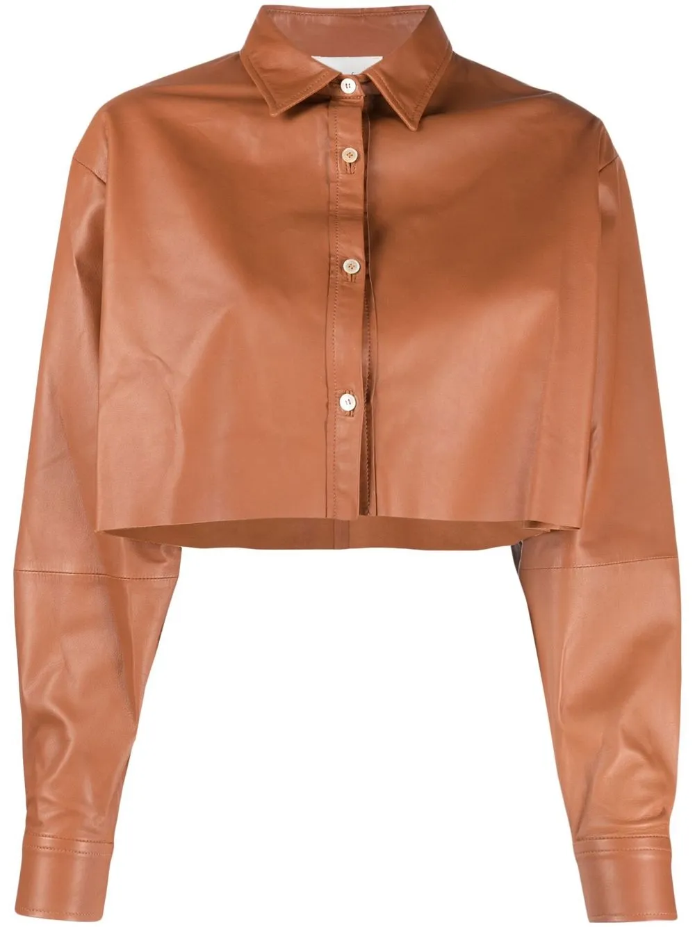 

Forte Forte cropped leather shirt - Brown