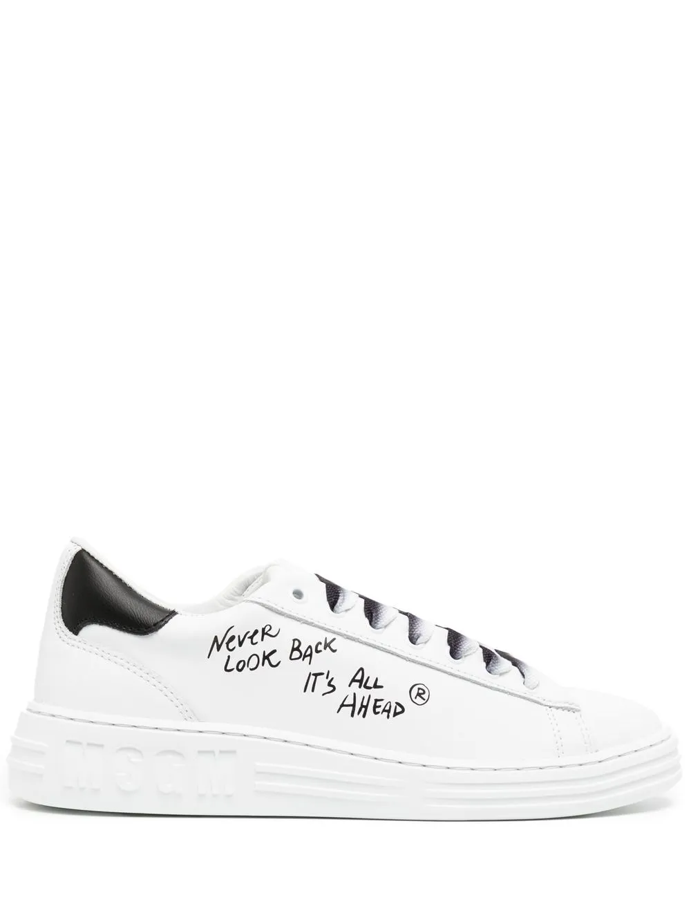 

MSGM slogan-print leather sneakers - White