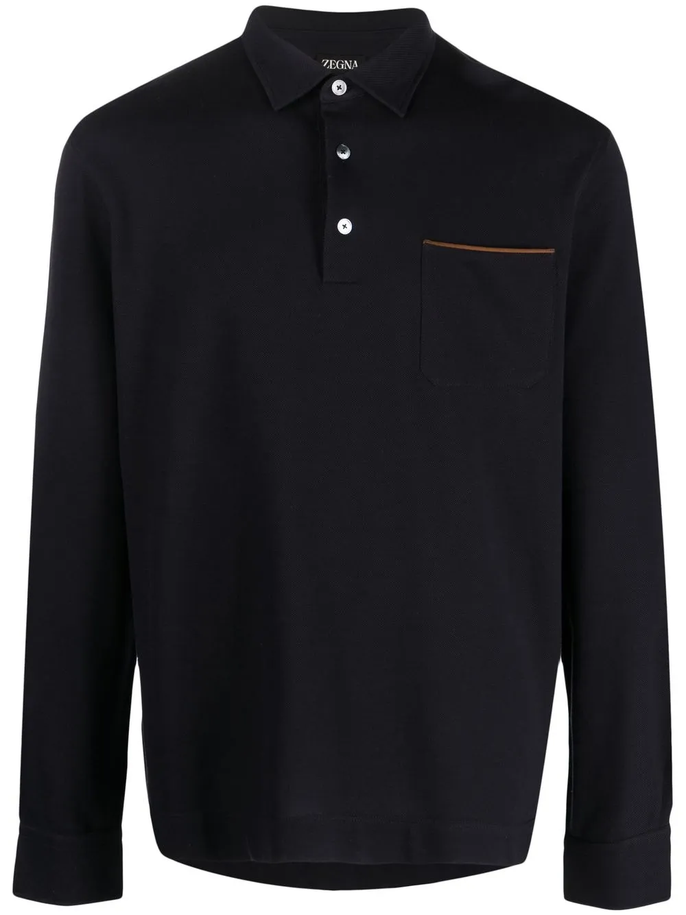 

Zegna long-sleeved cotton polo shirt - Blue