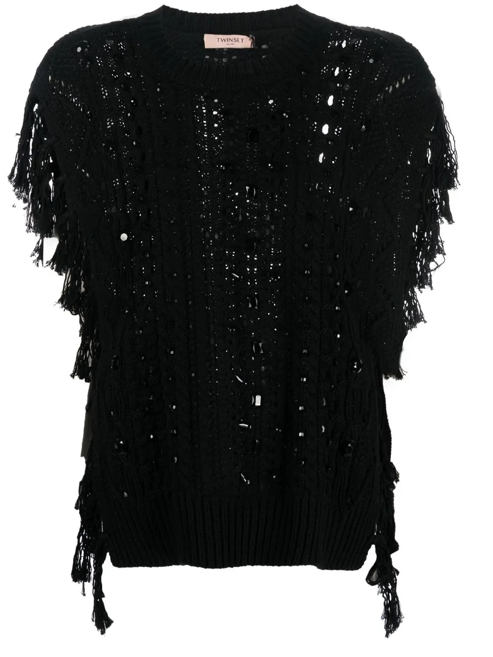 

TWINSET chaleco de tejido flojo con borla - Negro