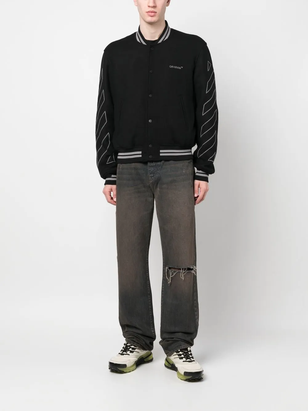 Off-White Bomberjack met print - Zwart
