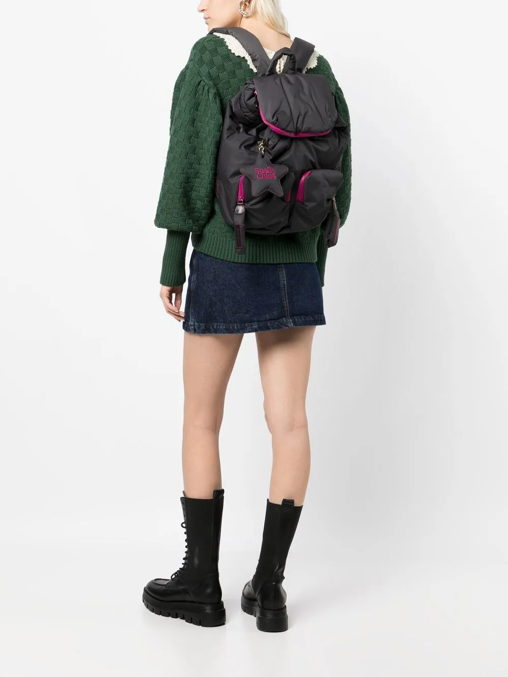 See By Chloé Joy Rider Embroidered-logo Backpack In Schwarz