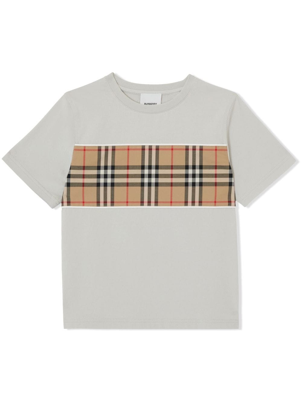 Shop Burberry Check Panel T-shirt In Grey