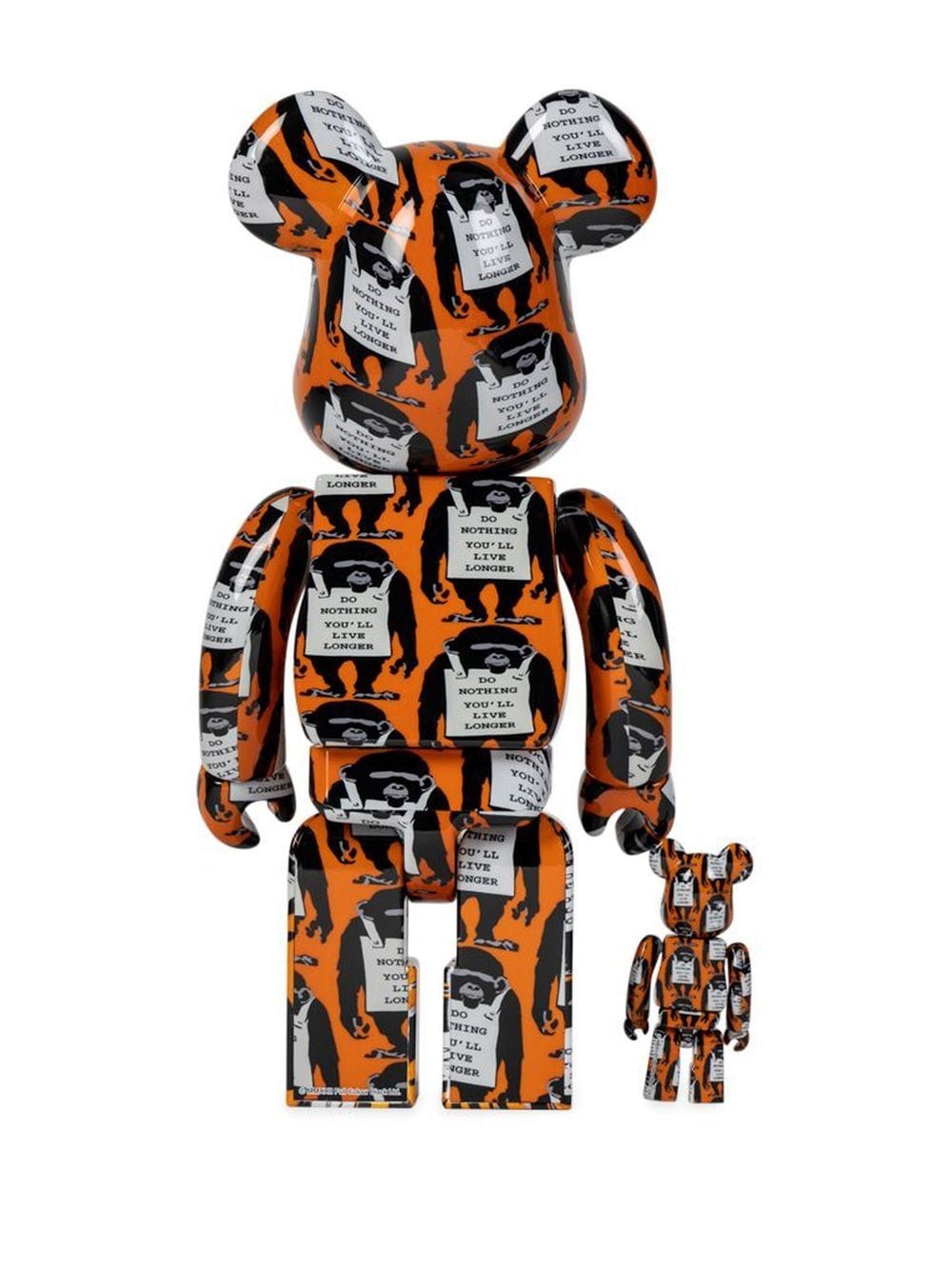 Shop Medicom Toy Monkey Sign Be@rbrick Figure Set In Orange