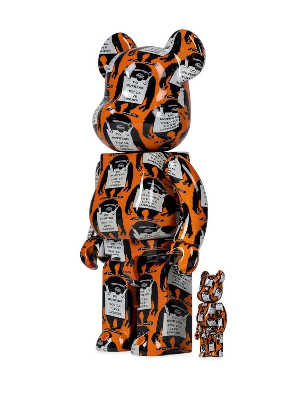 Shop Medicom Toy Monkey Sign Be@rbrick Figure Set In Orange