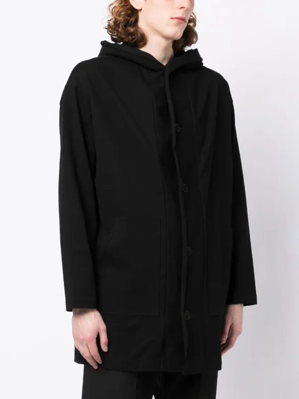 YOHJI YAMAMOTO HOODED FASTENER COAT | labiela.com