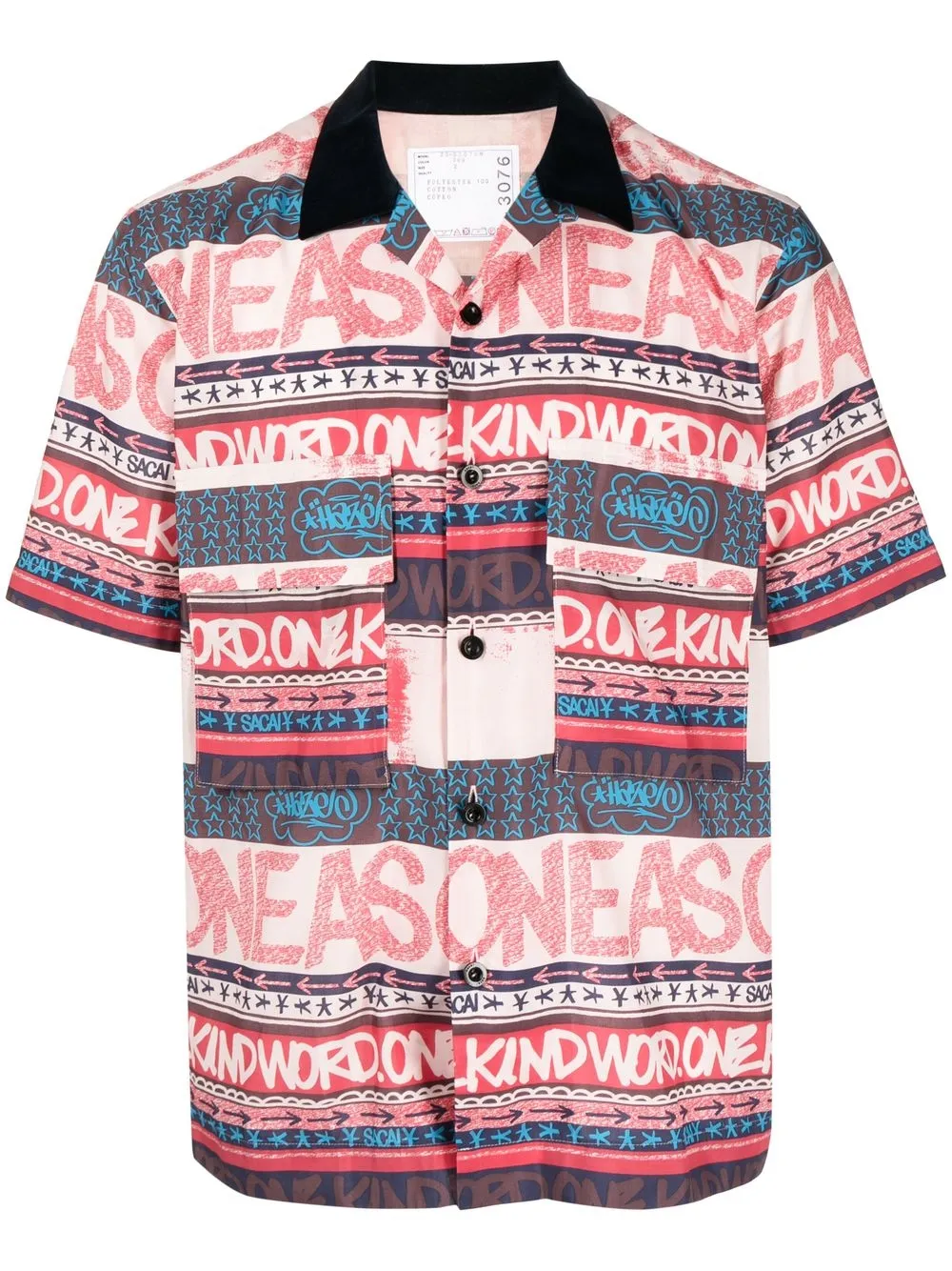 

sacai slogan-print short-sleeve shirt - Multicolour