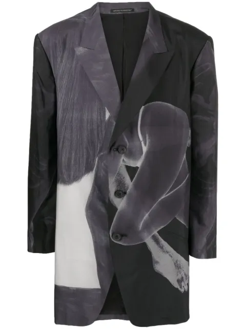Yohji Yamamoto blazer con botones y estampado gráfico