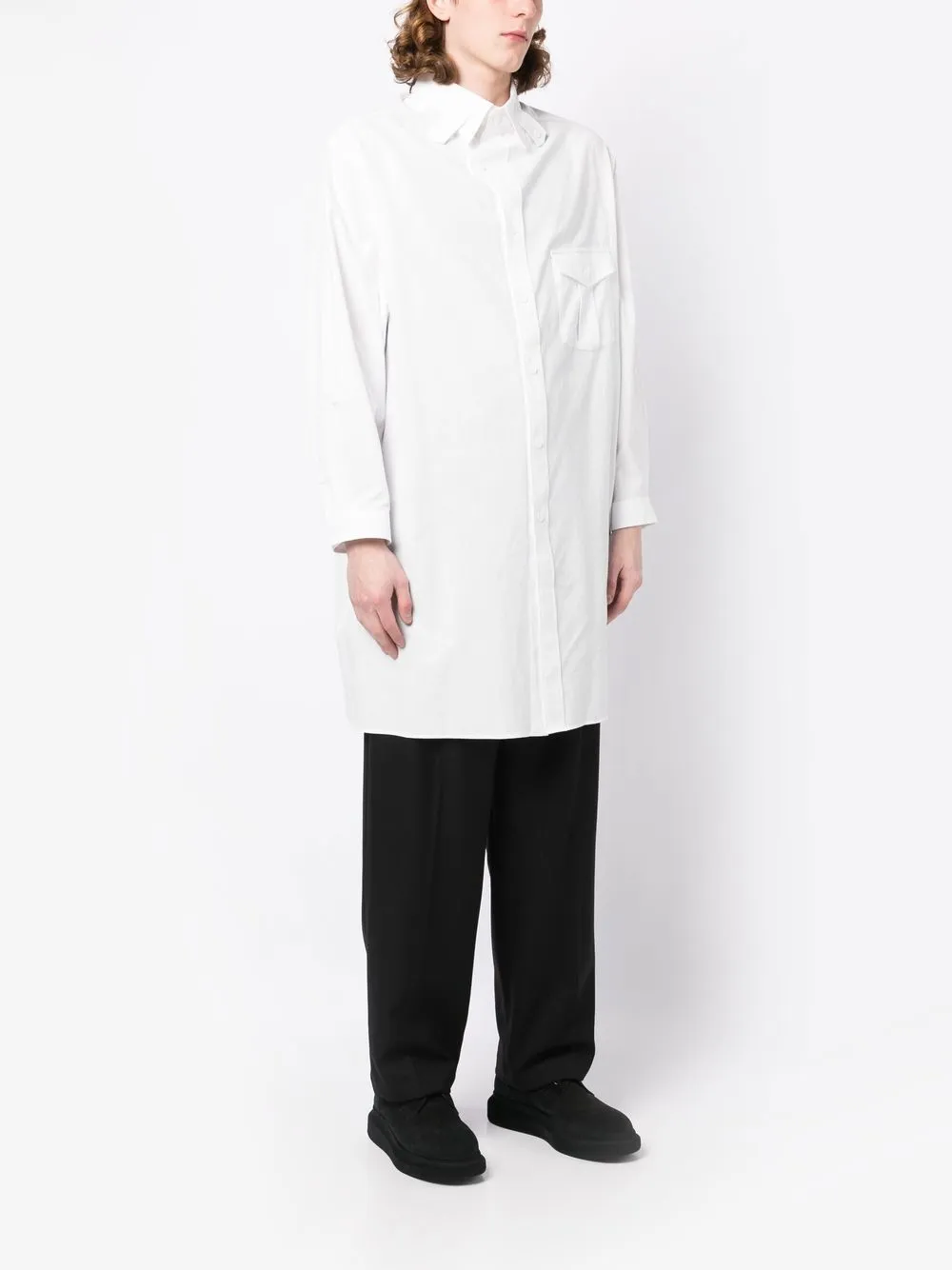 YOHJI YAMAMOTO TAB-COLLAR LONG SHIRT