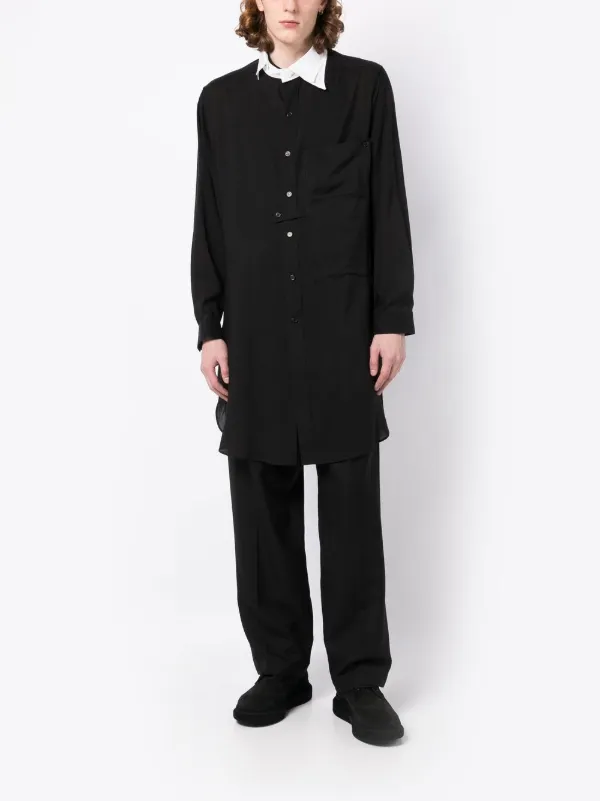 Y's Yohji Yamamoto ブラックロングシャツ Yohji Yamamoto ロングシャツ | ブラック | FARFETCH JP