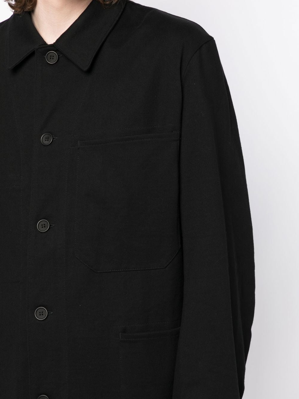 Shop Yohji Yamamoto Chest-pocket Long-sleeve Shirt In Black