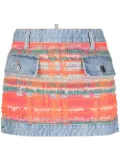 DSQUARED2 tweed-detail denim mini skirt - Blue