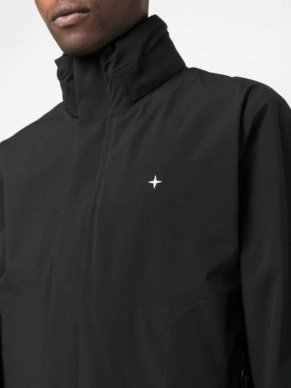 Shop Stone Island High-neck Zip-up Jacket In Black