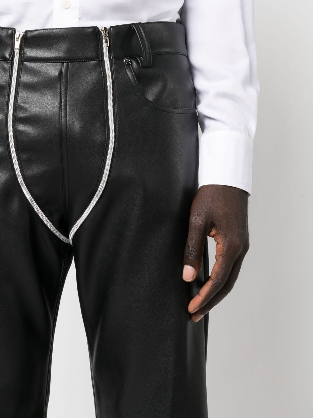 Shop Gmbh Double-zip Flared Trousers In Black