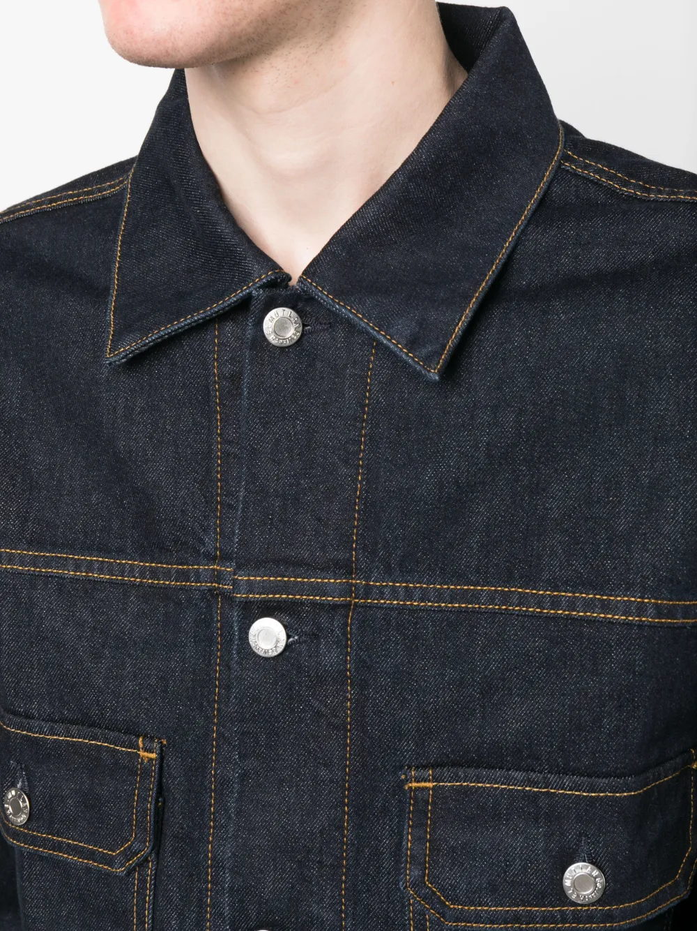 Shop Helmut Lang Button-up Denim Jacket In Blue