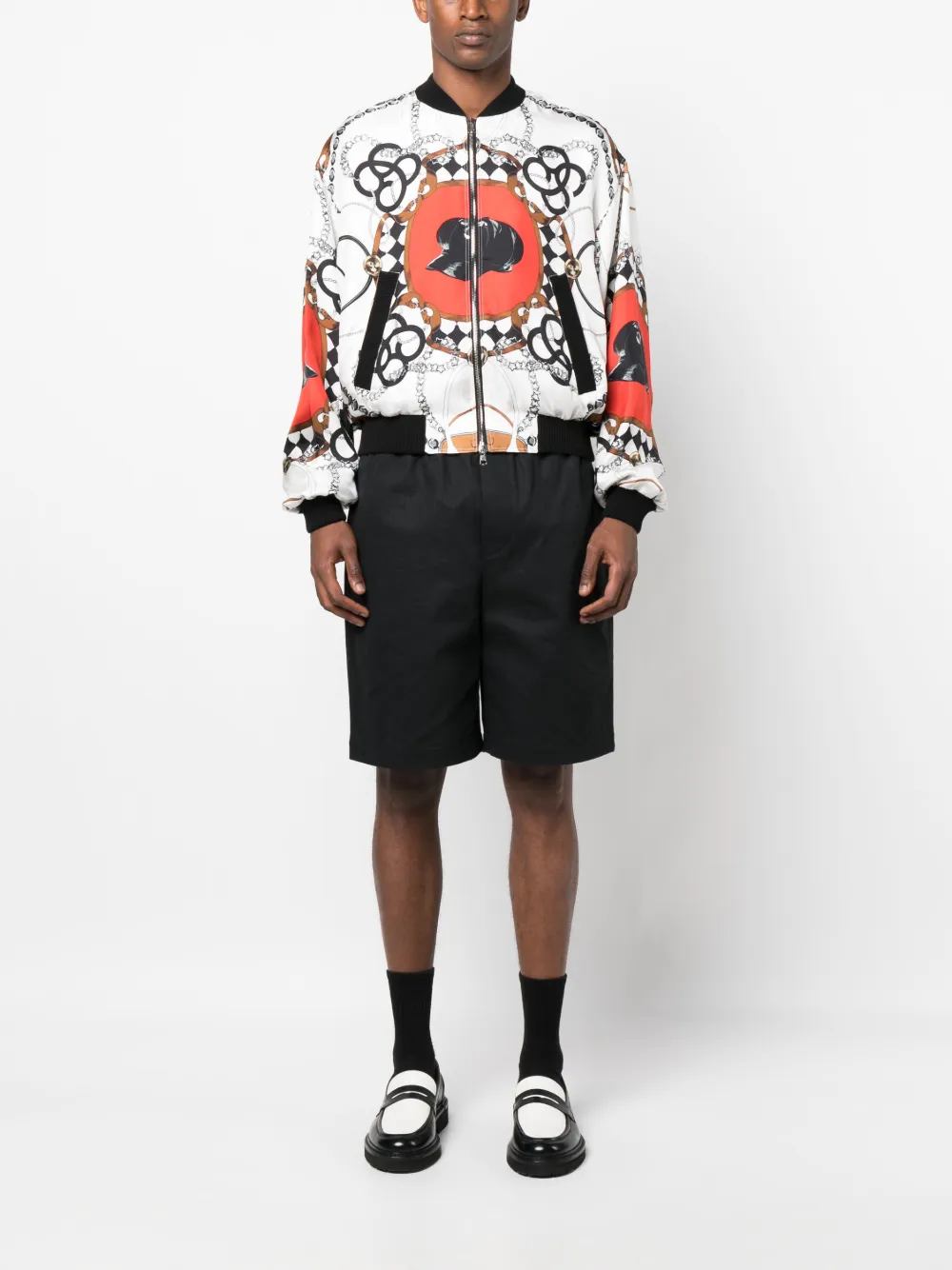 Shop Stefan Cooke Graphic-print Bomber Jacket In White