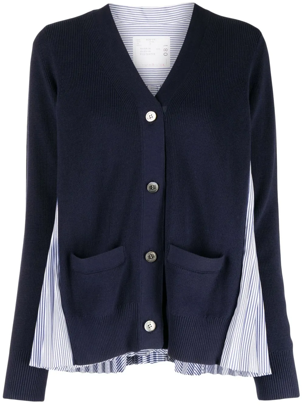 

sacai pleated-panel cotton cardigan - Blue