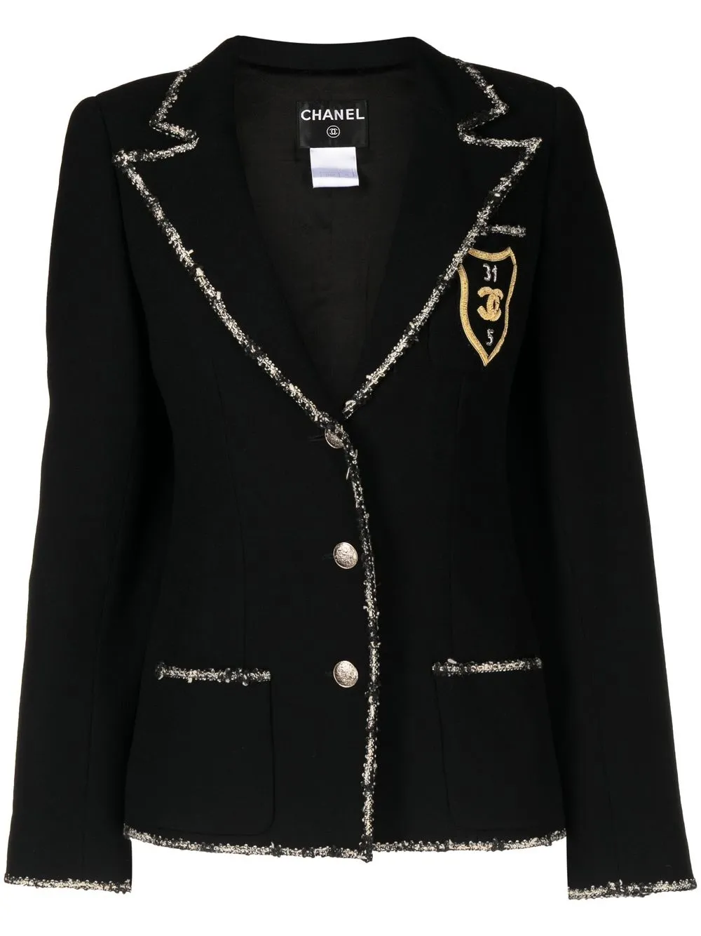 

CHANEL Pre-Owned blazer con parche del logo 2000 - Negro