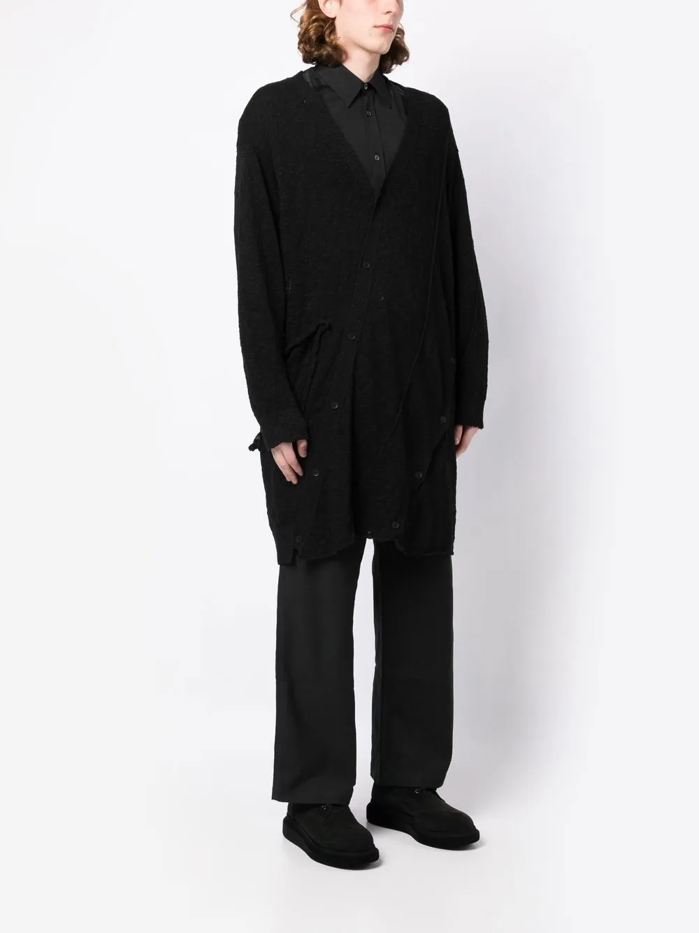 Yohji Yamamoto Cardigan Com Abotoamento Deslocado Farfetch