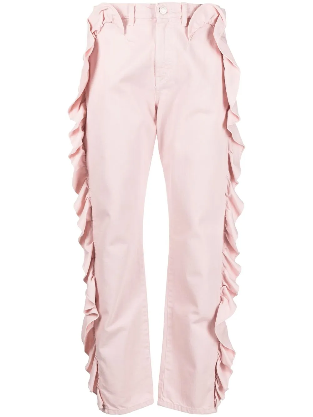 

Del Core pantalones ajustados con detalle de volantes - Rosado