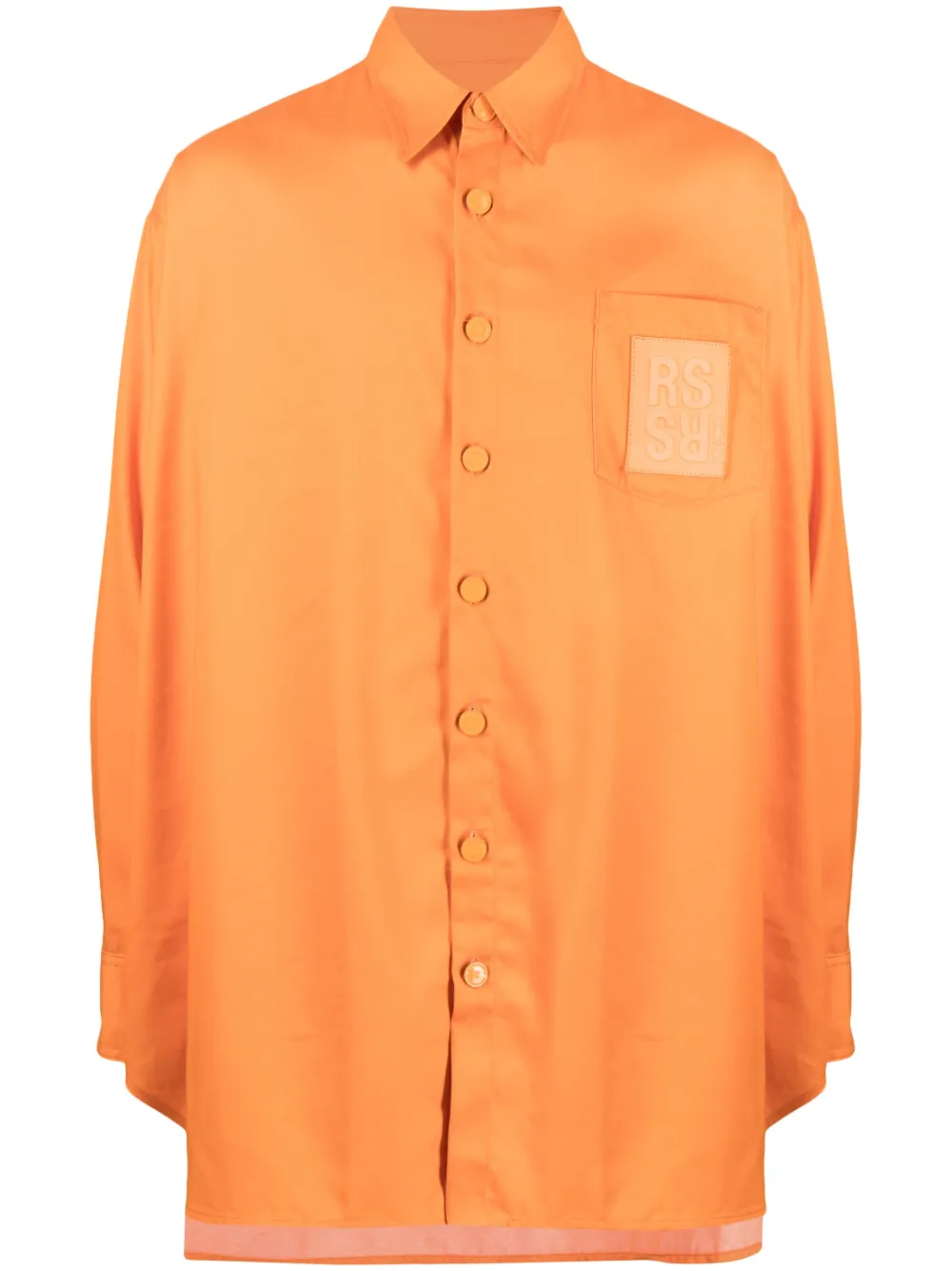 Raf Simons Logo-patch Long-sleeve Shirt In Orange