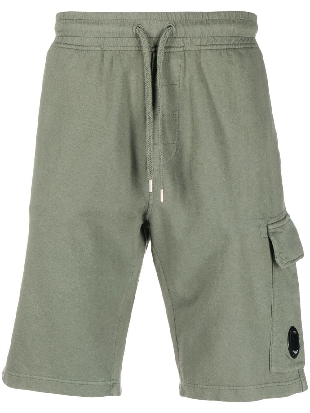 C.p. Company Lens-detail Cargo Shorts In Bronze Green