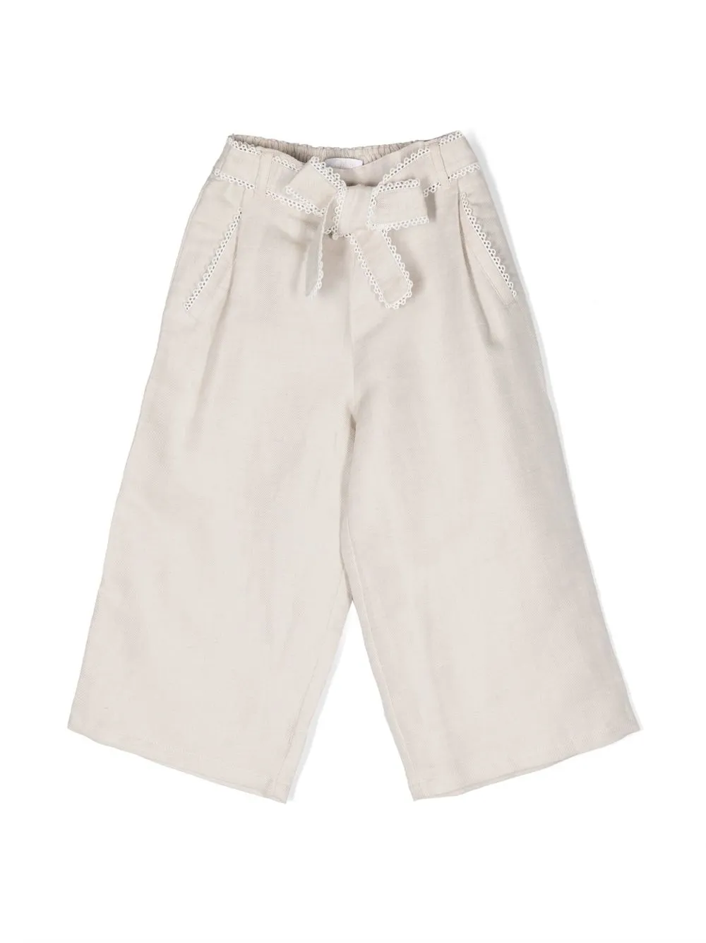Chloé Guipure-trim Wide-leg Trousers In Neutrals