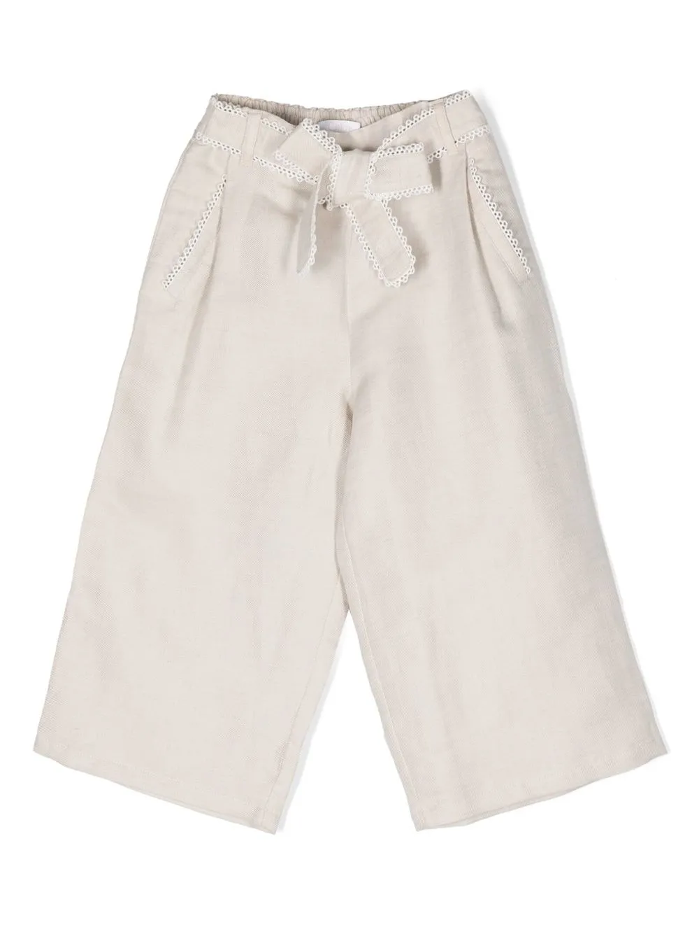 

Chloé Kids guipure-trim wide-leg trousers - Neutrals