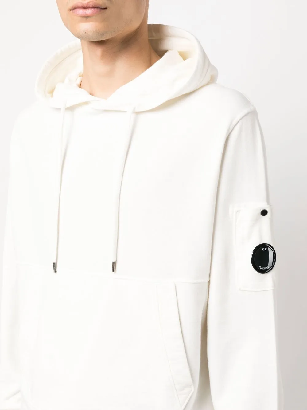 Shop C.p. Company Goggle Cotton Hoodie In Nude