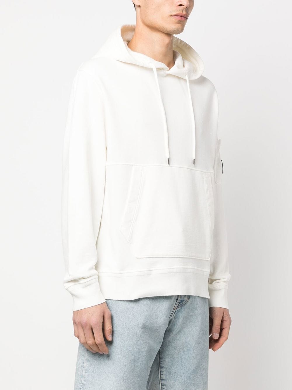 Shop C.p. Company Goggle Cotton Hoodie In Nude