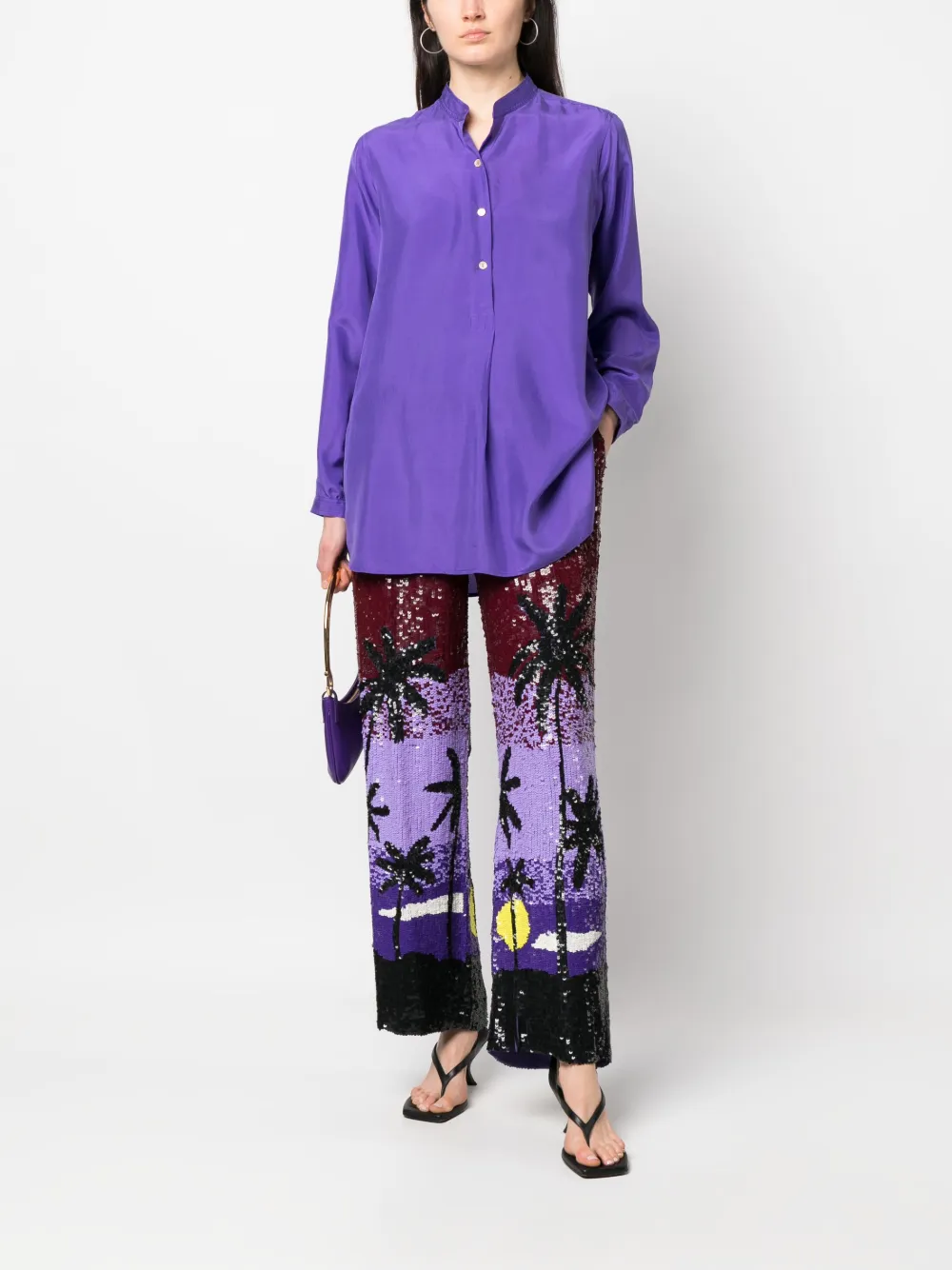 Shop P.a.r.o.s.h Sequin-embellished Trousers In Purple