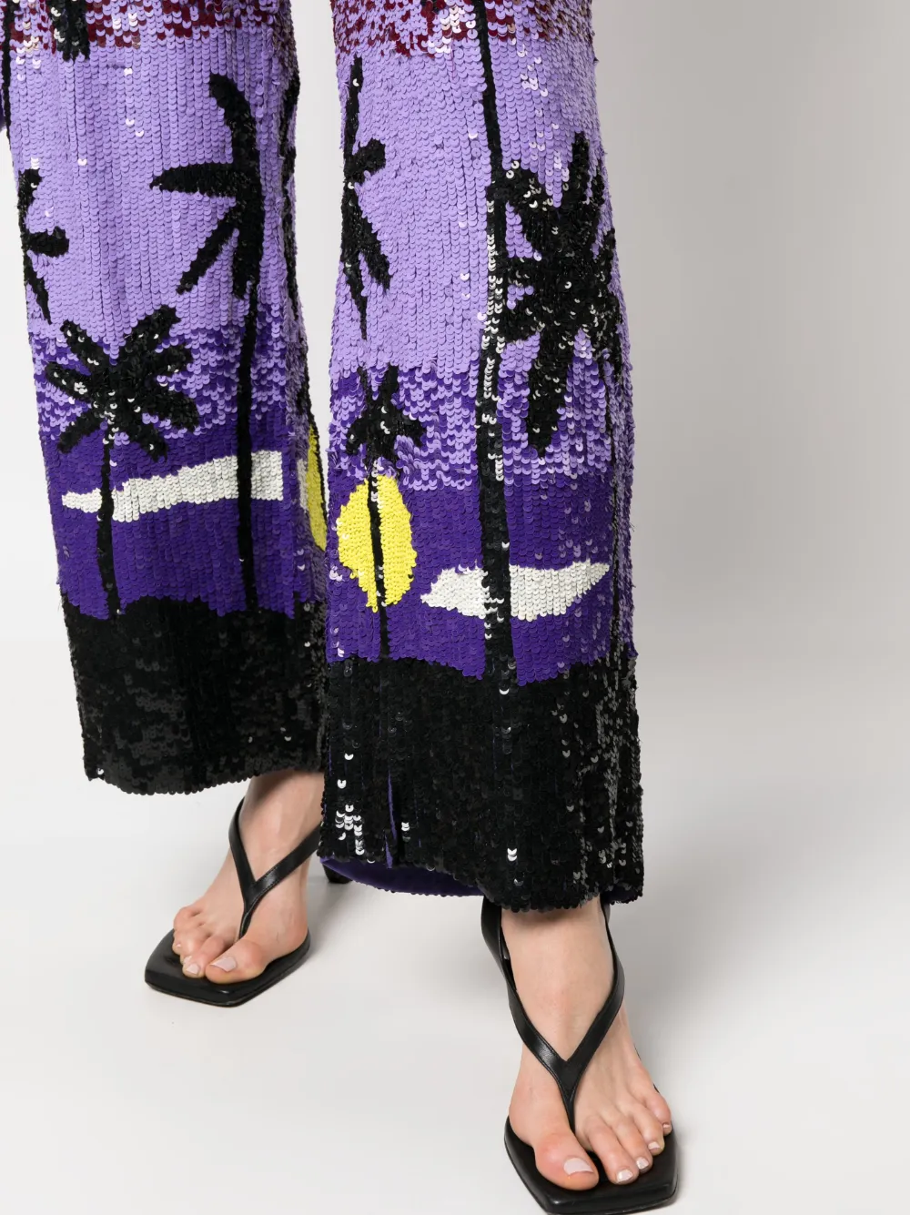 Shop P.a.r.o.s.h Sequin-embellished Trousers In Purple