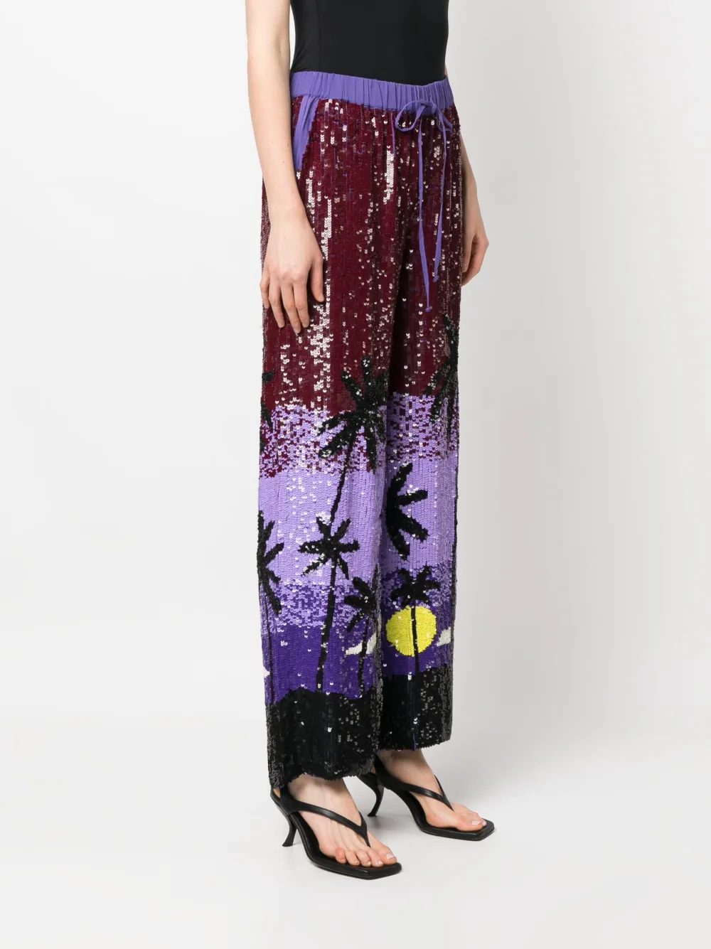 Shop P.a.r.o.s.h Sequin-embellished Trousers In Purple