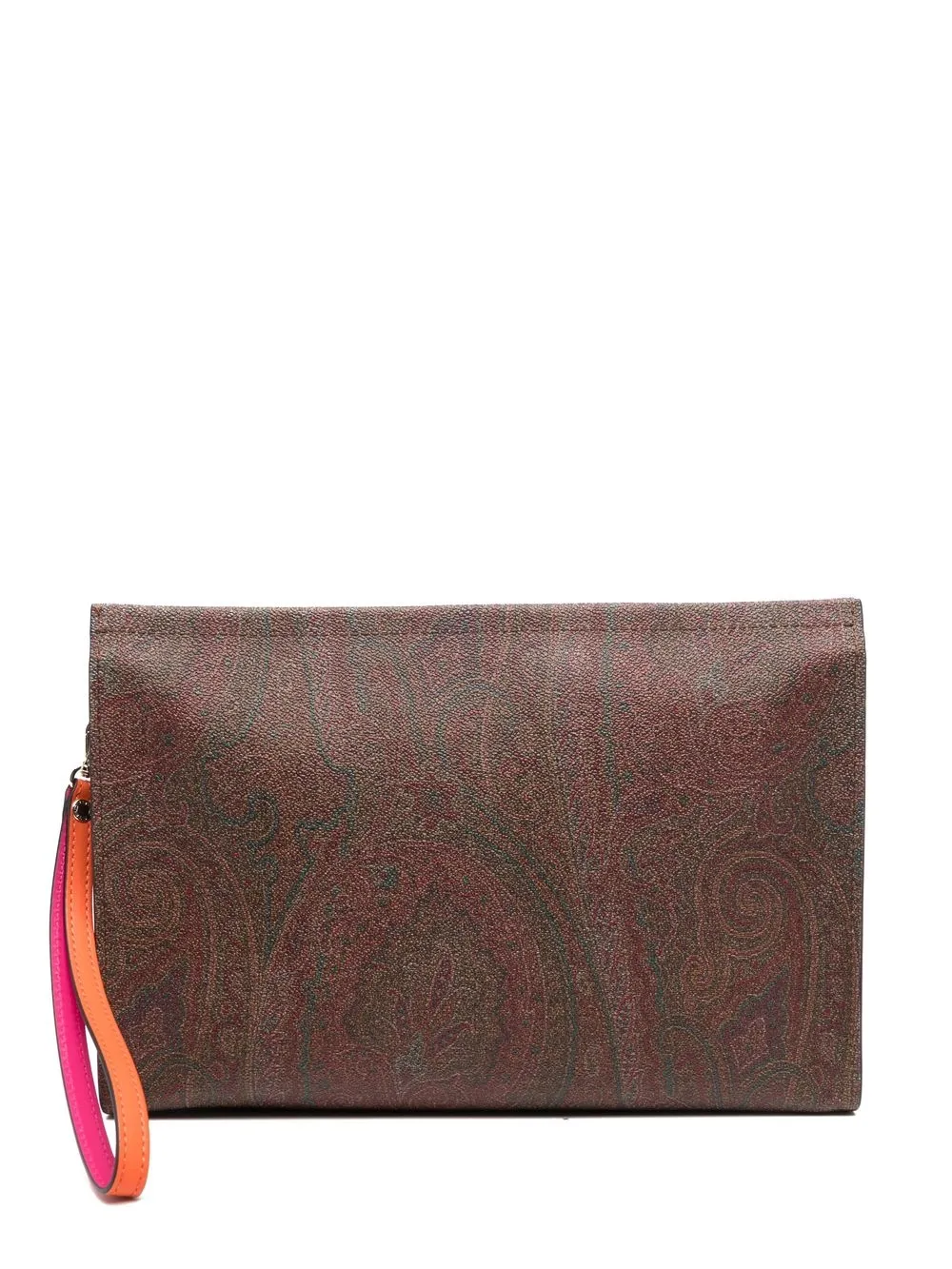 

ETRO paisley-print leather clutch bag - Brown