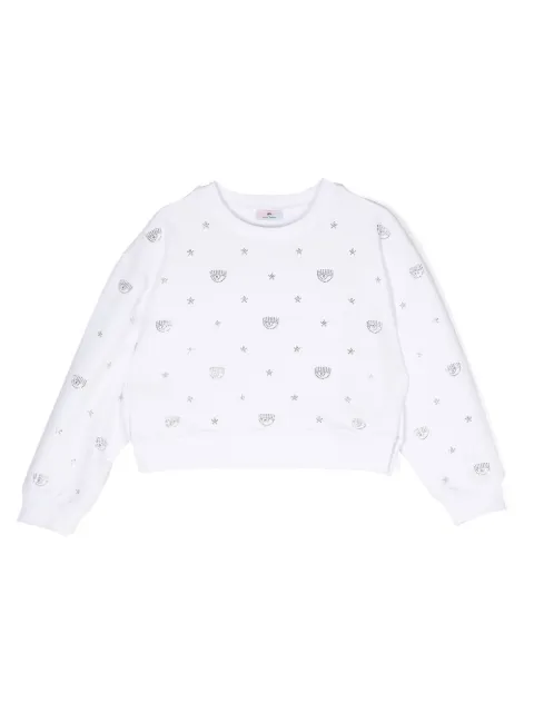 Chiara Ferragni Kids rhinestone cotton sweatshirt  