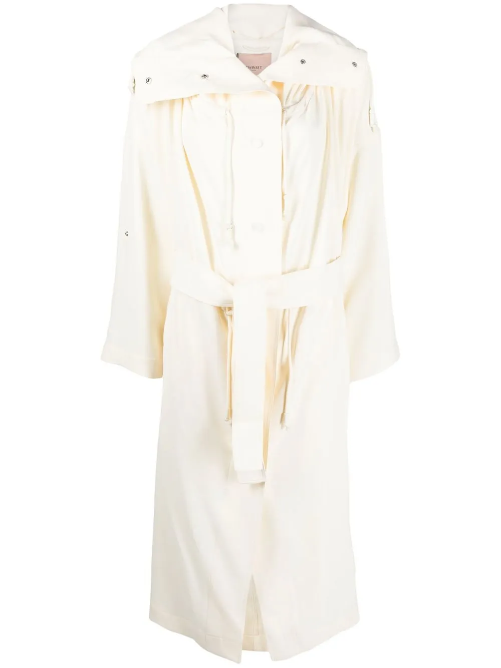Twinset Drawstring Duster Coat In Weiss