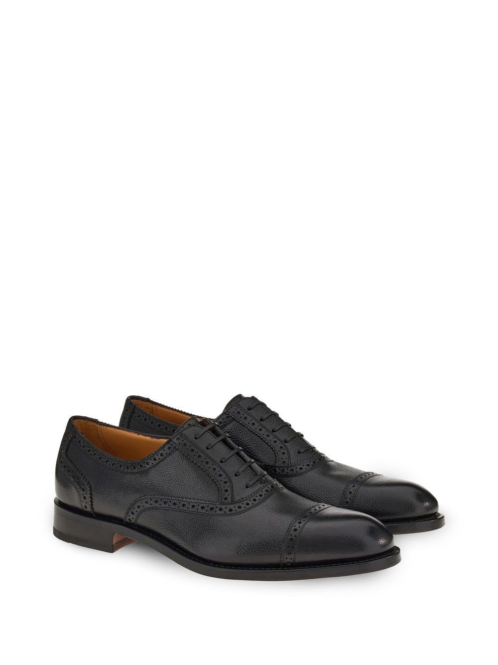 Shop Ferragamo Lace-up Leather Brogues In Black