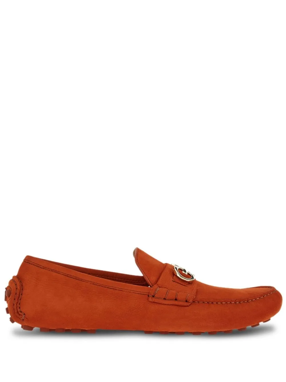 Shop Ferragamo Gancini-ornament Driver Loafers In Rot